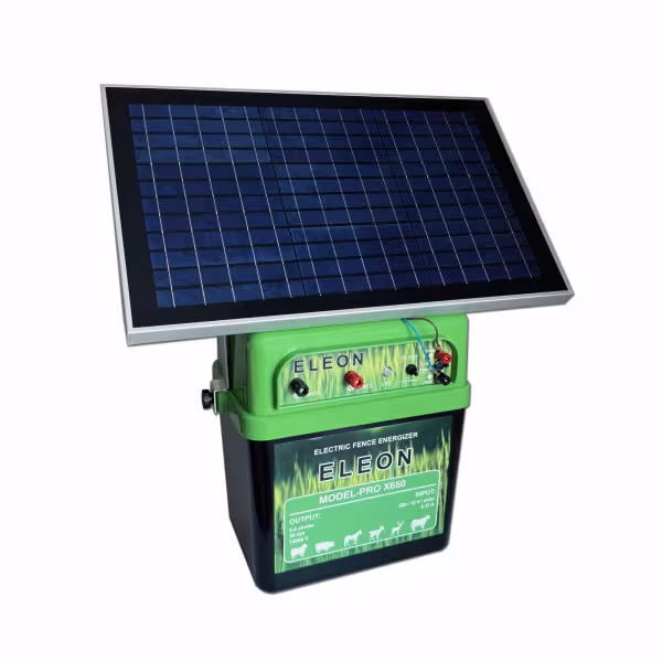 Електропастух ELEON PRO X650 із сонячною батареєю 6,5 Дж 12/220/solar FTH-335