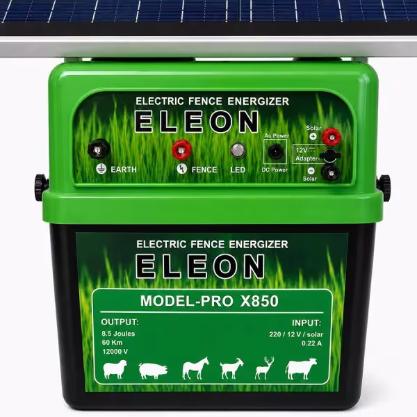 ELEON PRO X850 electric shepherd with battery and solar panel