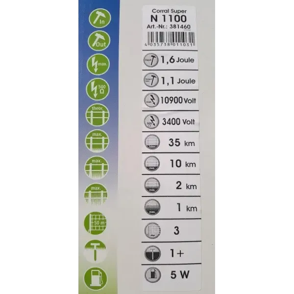 Электризатор (генератор импульсов) Corral Super N1100, 1.6 Дж, 220V