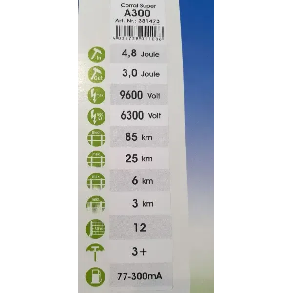Electrifier (pulse generator) Corral Super A300 4.8 J, 12V